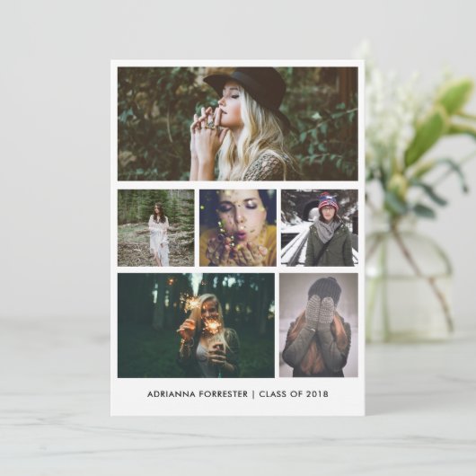 Minimalistische eenvoudige Afstuderen zes foto's Kaart (Staand voorkant)