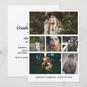 Minimalistische eenvoudige Afstuderen zes foto's Kaart (Voorkant / Achterkant)