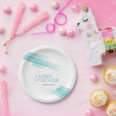 Minimalistische eenvoudige aqua-inktstrepen bruilo papieren bordje (Feest)