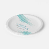 Minimalistische eenvoudige aqua-inktstrepen bruilo papieren bordje (Gekanteld)