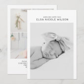 Minimalistische eenvoudige baby geboortekaartje aankondiging (Voorkant / Achterkant)