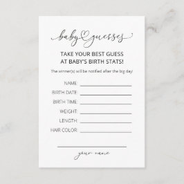 Minimalistische Eenvoudige Baby Voorspelling Spel Informatiekaartje