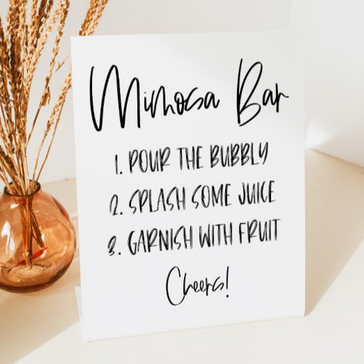 Minimalistische eenvoudige basic Mimosa bar Reclamebord Met Voetstuk