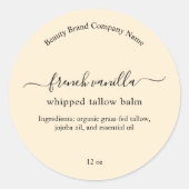 Minimalistische Eenvoudige Beige Beauty Body Produ Ronde Sticker (Voorkant)