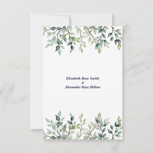 Minimalistische Eenvoudige bladeren bruiloft Bedankkaart (Achterkant)