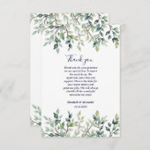 Minimalistische Eenvoudige  bladeren bruiloft Bedankkaart (Voorkant / Achterkant)