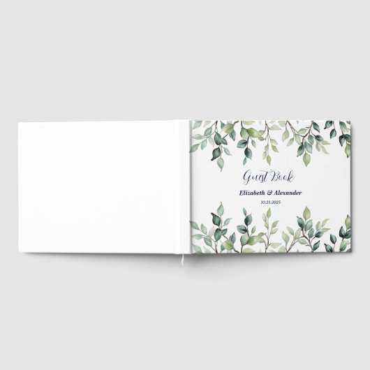 Minimalistische Eenvoudige  bladeren bruiloft Gastenboek (Volledig)
