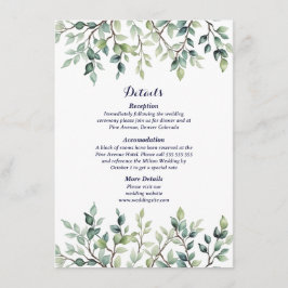 Minimalistische Eenvoudige  bladeren bruiloft Informatiekaartje