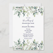 Minimalistische Eenvoudige  bladeren bruiloft Kaart (Voorkant)