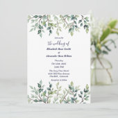 Minimalistische Eenvoudige  bladeren bruiloft Kaart (Staand voorkant)