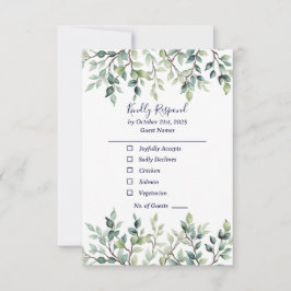 Minimalistische Eenvoudige bladeren bruiloft RSVP Kaartje