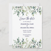 Minimalistische Eenvoudige  bladeren bruiloft Save The Date (Voorkant)