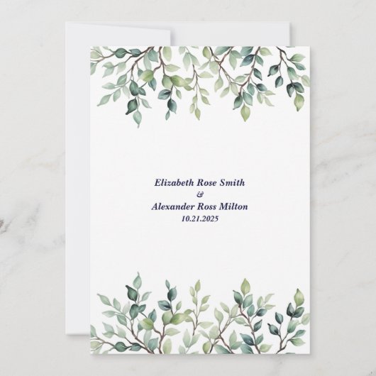 Minimalistische Eenvoudige  bladeren bruiloft Save The Date (Achterkant)