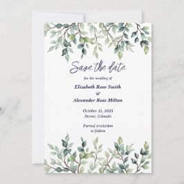 Minimalistische Eenvoudige  bladeren bruiloft Save The Date