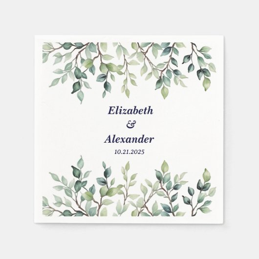 Minimalistische Eenvoudige  bladeren bruiloft Servet (Voorkant)
