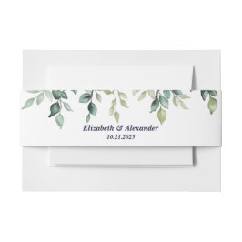 Minimalistische Eenvoudige  bladeren bruiloft Uitnodigingen Wikkel