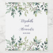 Minimalistische Eenvoudige  bladeren bruiloft Wijn Etiket (Enkel label)