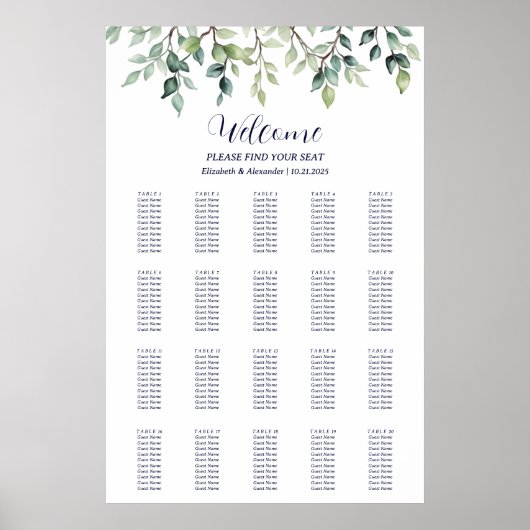 Minimalistische Eenvoudige Bladeren Trouwstoel Gra Poster (Voorkant)