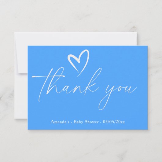 Minimalistische Eenvoudige Blauwe Baby shower beda Bedankkaart (Voorkant)
