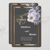 Minimalistische eenvoudige bloemenuitnodiging, gou kaart (Voorkant / Achterkant)