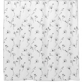 Minimalistische eenvoudige bloemlijnkunst douchegordijn (Voorkant)