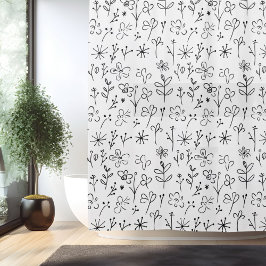 Minimalistische eenvoudige bloemlijnkunst douchegordijn