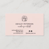 Minimalistische eenvoudige blush roze logo make-up visitekaartje (Achterkant)