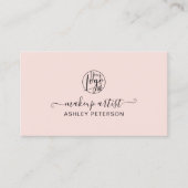 Minimalistische eenvoudige blush roze logo make-up visitekaartje (Voorkant)