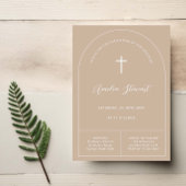 Minimalistische eenvoudige boog beige doop doopsel kaart