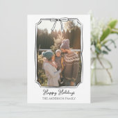 Minimalistische Eenvoudige Boog Zwart en Wit Famil Feestdagenkaart (Staand voorkant)