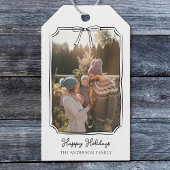 Minimalistische Eenvoudige Boog Zwart-Wit Familief Cadeaulabel