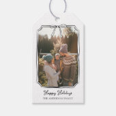 Minimalistische Eenvoudige Boog Zwart-Wit Familief Cadeaulabel (Voorkant)