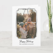 Minimalistische Eenvoudige Boog Zwart-Wit Familief Feestdagen Kaart (Voorkant)