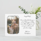 Minimalistische Eenvoudige Boog Zwart-Wit Familief Feestdagenkaart (Staand voorkant)