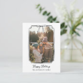 Minimalistische Eenvoudige Boog Zwart-Wit Familief Feestdagenkaart (Staand voorkant)