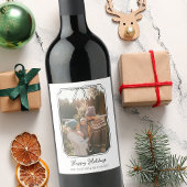 Minimalistische Eenvoudige Boog Zwart-Wit Familief Wijn Etiket