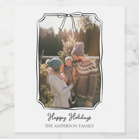 Minimalistische Eenvoudige Boog Zwart-Wit Familief Wijn Etiket (Enkel label)