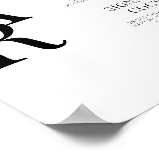 Minimalistische eenvoudige bruiloft bar menu teken poster (Hoek)