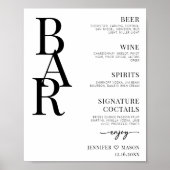 Minimalistische eenvoudige bruiloft bar menu teken poster (Voorkant)
