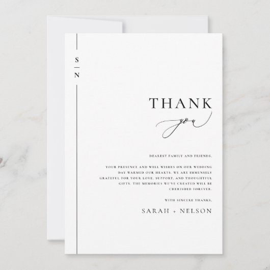 Minimalistische eenvoudige bruiloft dank u kaarten (Voorkant)