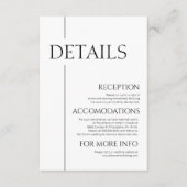 Minimalistische eenvoudige bruiloft details informatiekaartje (Voorkant)