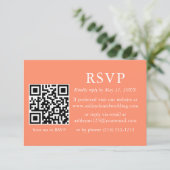 Minimalistische Eenvoudige bruiloft Koraal QR RSVP Kaart (Staand voorkant)