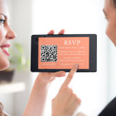 Minimalistische Eenvoudige bruiloft Koraal QR RSVP Kaart