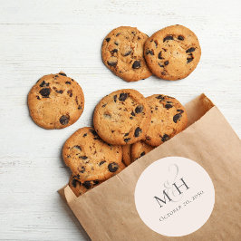 Minimalistische Eenvoudige Bruiloft Monogram Blush Ronde Sticker