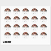 Minimalistische eenvoudige bruiloft Monogram Foto  Ronde Sticker (Vel)