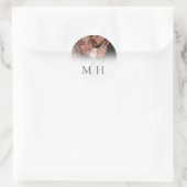 Minimalistische eenvoudige bruiloft Monogram Foto  Ronde Sticker (Tas)