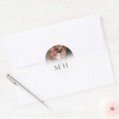 Minimalistische eenvoudige bruiloft Monogram Foto  Ronde Sticker (Envelop)