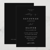 Minimalistische eenvoudige bruiloft- zwart kaart (Voorkant / Achterkant)