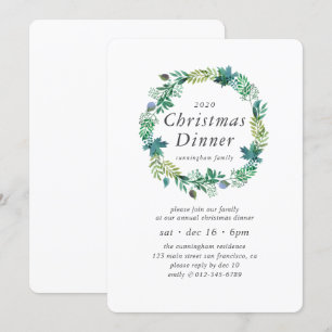 Minimalistische Eenvoudige Chic Krans Kerstdiner Kaart