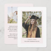 Minimalistische eenvoudige chique foto's afstudere aankondiging (Voorkant / Achterkant)